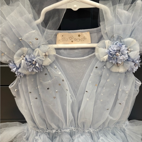 Tutu Du Monde Light Blue Dress with Floral Details - Picture 2 of 4